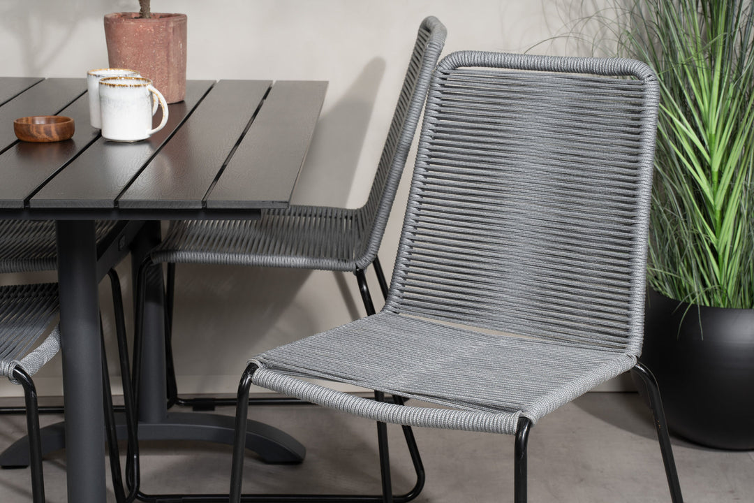 Venture Home Denver Café Table 120*70 - Black Alu / Black Aintwood+Lindos Dining Chair - Blac