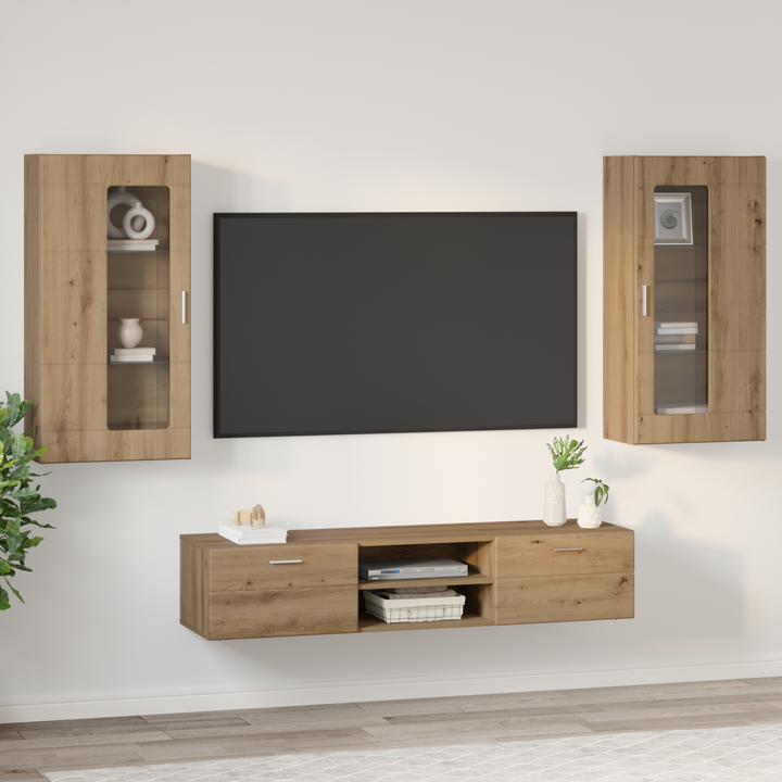 TV-møbelsæt med dør FLORIN 3 pcs Artisan Egetræ Konstrueret træ