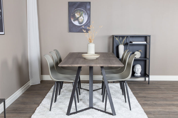 Venture Home Marina Dining Table - 180*90*H75 - Grey / Black+Polar Plastic Dining Chair - Black Legs / Grey Plastic_6