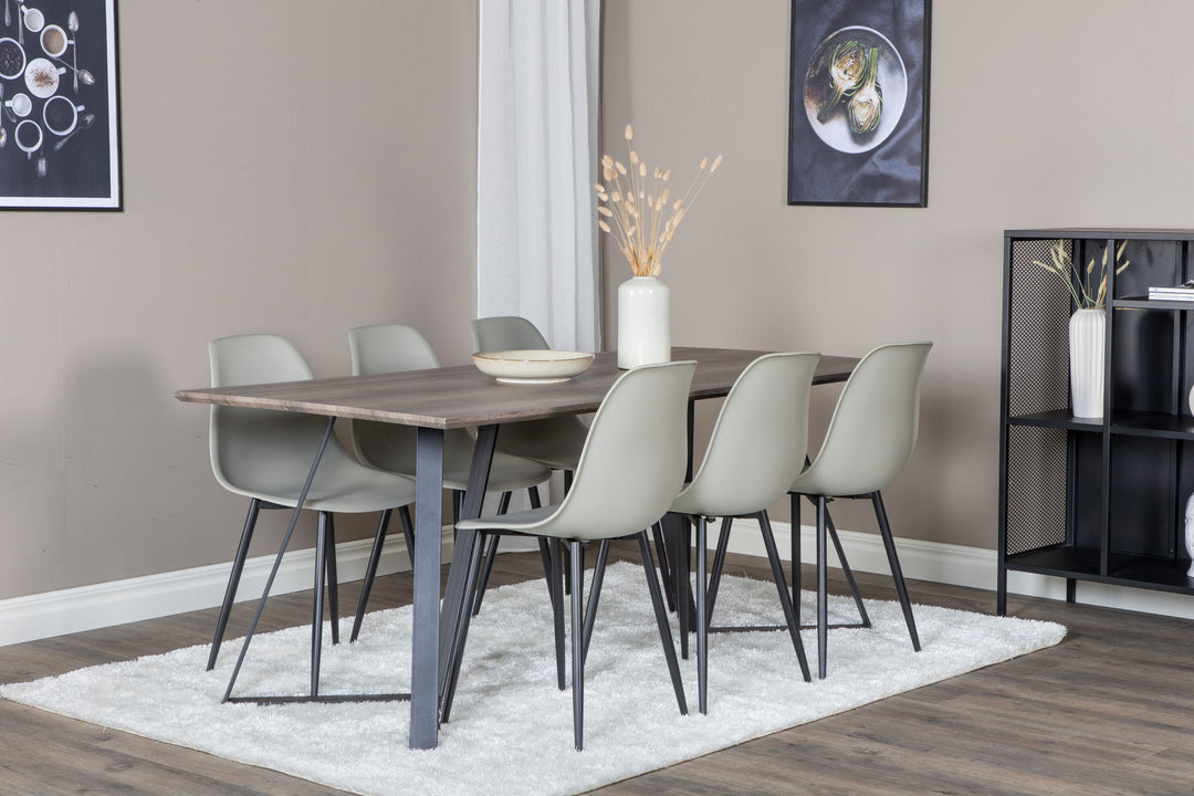 Venture Home Marina Dining Table - 180*90*H75 - Grey / Black+Polar Plastic Dining Chair - Black Legs / Grey Plastic_6