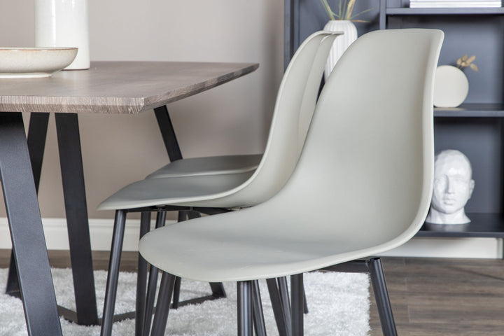 Venture Home Marina Dining Table - 180*90*H75 - Grey / Black+Polar Plastic Dining Chair - Black Legs / Grey Plastic_6