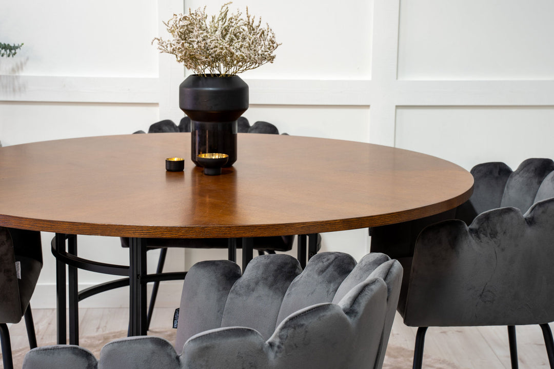 Venture Home Copenhagen - Spisebord rundt - Brun / Sort+Limhamn - Stol - Grå