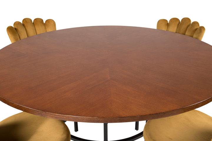 Venture Home Copenhagen - Dining Table round - Brown / Black+Limhamn Light - Chair - Gold Vel