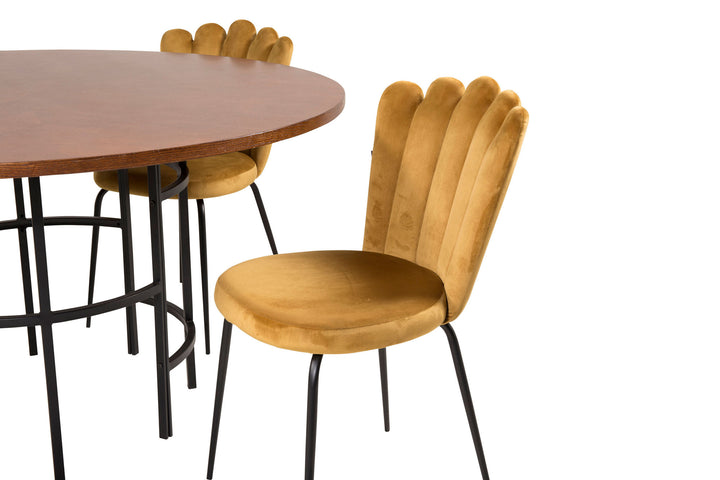 Venture Home Copenhagen - Dining Table round - Brown / Black+Limhamn Light - Chair - Gold Vel