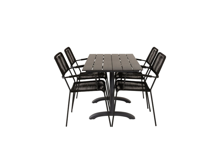 Venture Home Denver Café Table 120*70 - Black Alu / Black Aintwood+Lindos Armchair - Black Alu / Black Rope_4