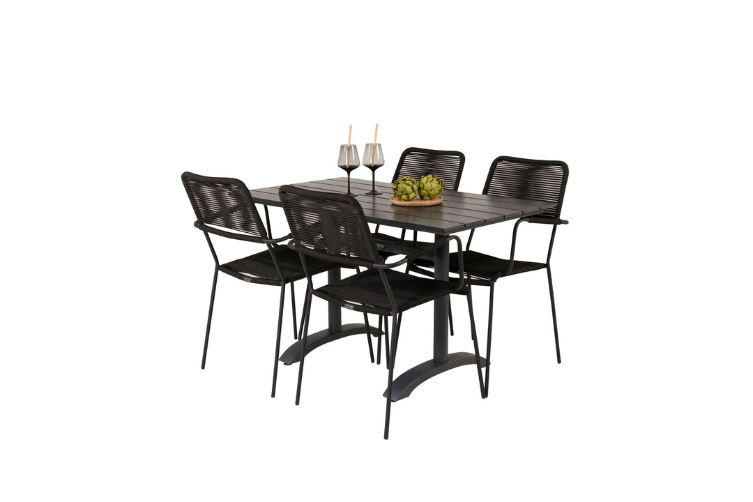 Venture Home Denver Café Table 120*70 - Black Alu / Black Aintwood+Lindos Armchair - Black Alu / Black Rope_4