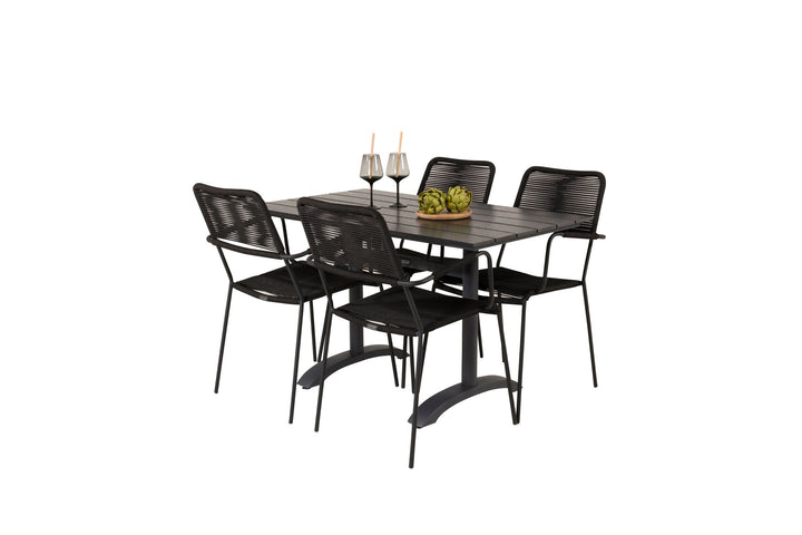 Venture Home Denver Café Table 120*70 - Black Alu / Black Aintwood+Lindos Armchair - Black Alu / Black Rope_4