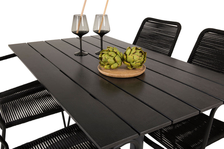 Venture Home Denver Café Table 120*70 - Black Alu / Black Aintwood+Lindos Armchair - Black Alu / Black Rope_4