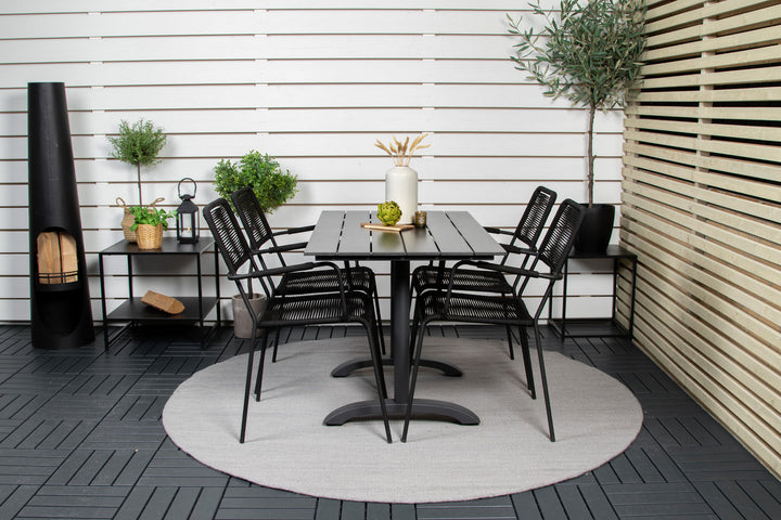 Venture Home Denver Café Table 120*70 - Black Alu / Black Aintwood+Lindos Armchair - Black Alu / Black Rope_4