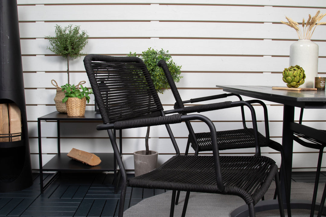 Venture Home Denver Café Table 120*70 - Black Alu / Black Aintwood+Lindos Armchair - Black Alu / Black Rope_4