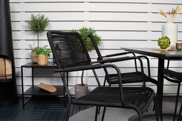Venture Home Denver Café Table 120*70 - Black Alu / Black Aintwood+Lindos Armchair - Black Alu / Black Rope_4