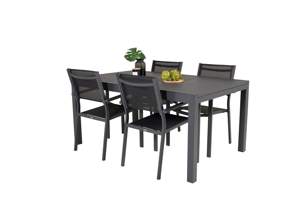 Venture Home Marbella Table 160/240 - Black/Black - Copacabana Stacking Chair - Black/Black 4
