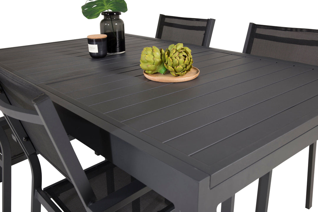 Venture Home Marbella Table 160/240 - Black/Black - Copacabana Stacking Chair - Black/Black 4