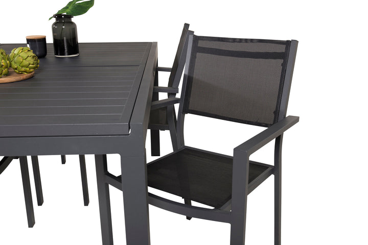 Venture Home Marbella Table 160/240 - Black/Black - Copacabana Stacking Chair - Black/Black 4