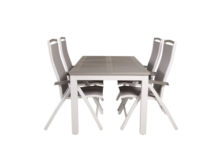 Venture Home Albany Dining Table 152/210*90 - White Alu / Grey Aintwood+Albany Chair 5:pos - White Alu / Grey Textilene / Aintwood_4