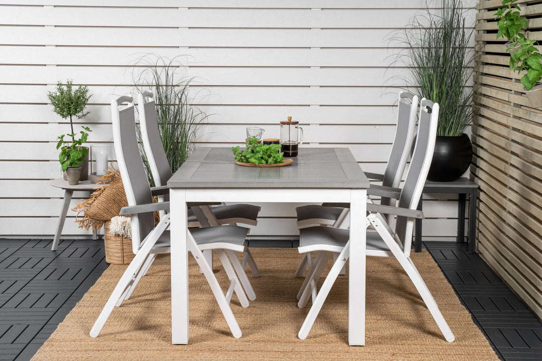 Venture Home Albany Dining Table 152/210*90 - White Alu / Grey Aintwood+Albany Chair 5:pos - White Alu / Grey Textilene / Aintwood_4