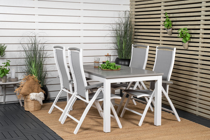 Venture Home Albany Dining Table 152/210*90 - White Alu / Grey Aintwood+Albany Chair 5:pos - White Alu / Grey Textilene / Aintwood_4