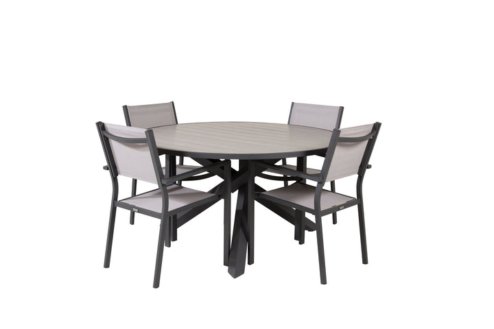 Venture Home Parma - Table ø 140 - Black Alu /Grey Aintwood+Copacabana Arm Chair (stackable)