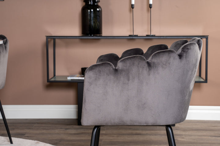 Venture Home Estelle runt Matbord - Svart / Vit marmor - ø106*H75+Limhamn - Chair - Grey Velvet_4