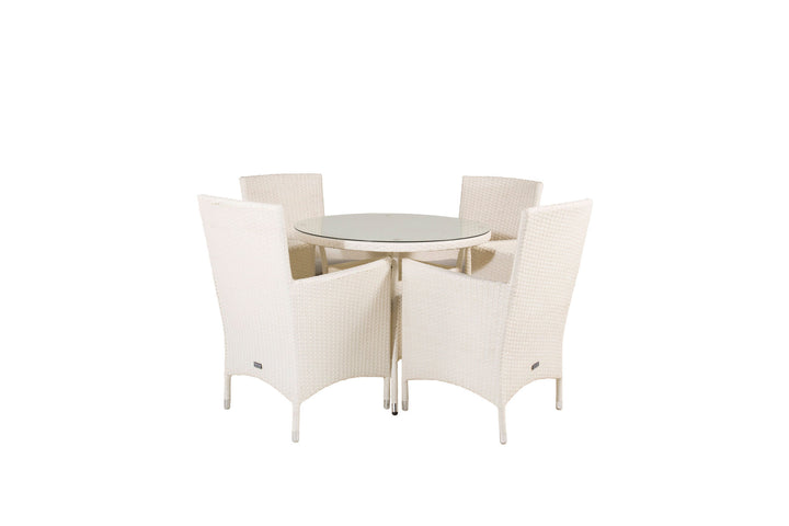 Venture Home Volta Dining Table - White - ø90+Malin Arm Chair with cushion - White / Grey cushion_4