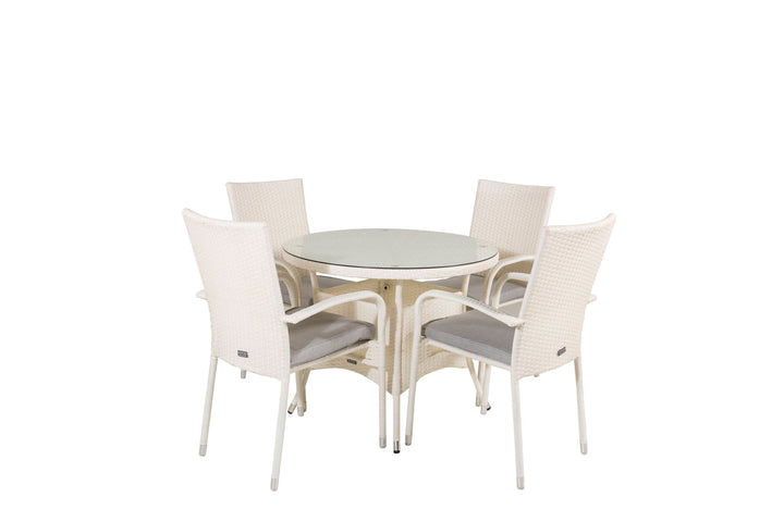 Venture Home Volta Dining Table - White - ø90+Anna Arm Chair (stackable) - White_4