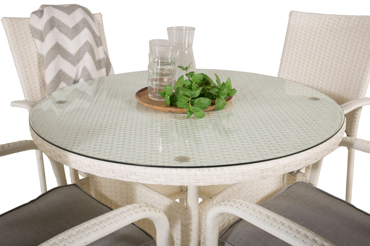 Venture Home Volta Dining Table - White - ø90+Anna Arm Chair (stackable) - White_4