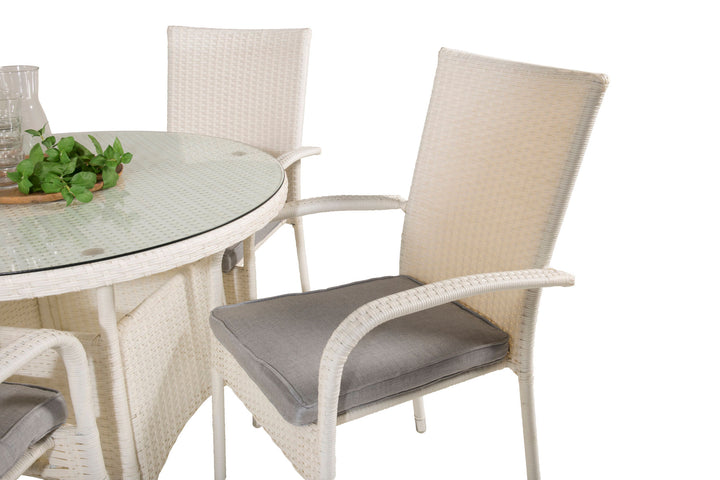 Venture Home Volta Dining Table - White - ø90+Anna Arm Chair (stackable) - White_4