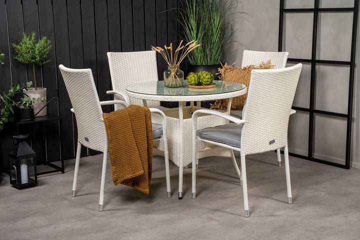 Venture Home Volta Dining Table - White - ø90+Anna Arm Chair (stackable) - White_4