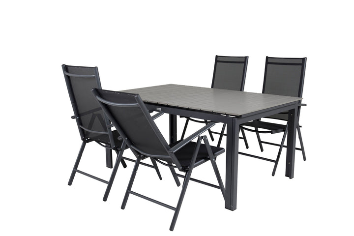 Venture Home Levels Dining Table 160/240*90 - Black Alu / Grey Aintwood +Break 5:pos Chair -