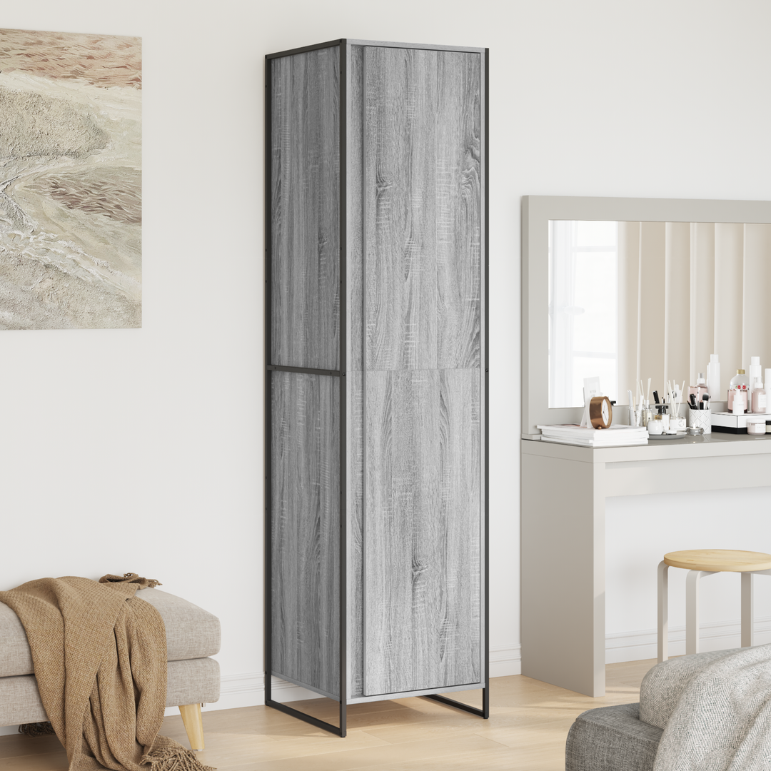 Warderobe med dør Grå Sonoma 50 x 50 x 200 cm Konstrueret træ