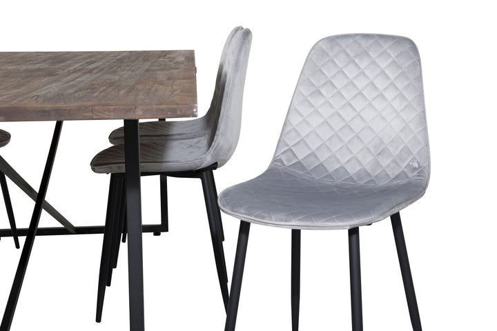 Venture Home Padang Dining Table - 250*100*H76 - Dark Teak / Black+Polar Diamond Dining Chair - Black Legs - Grey Velvet_6