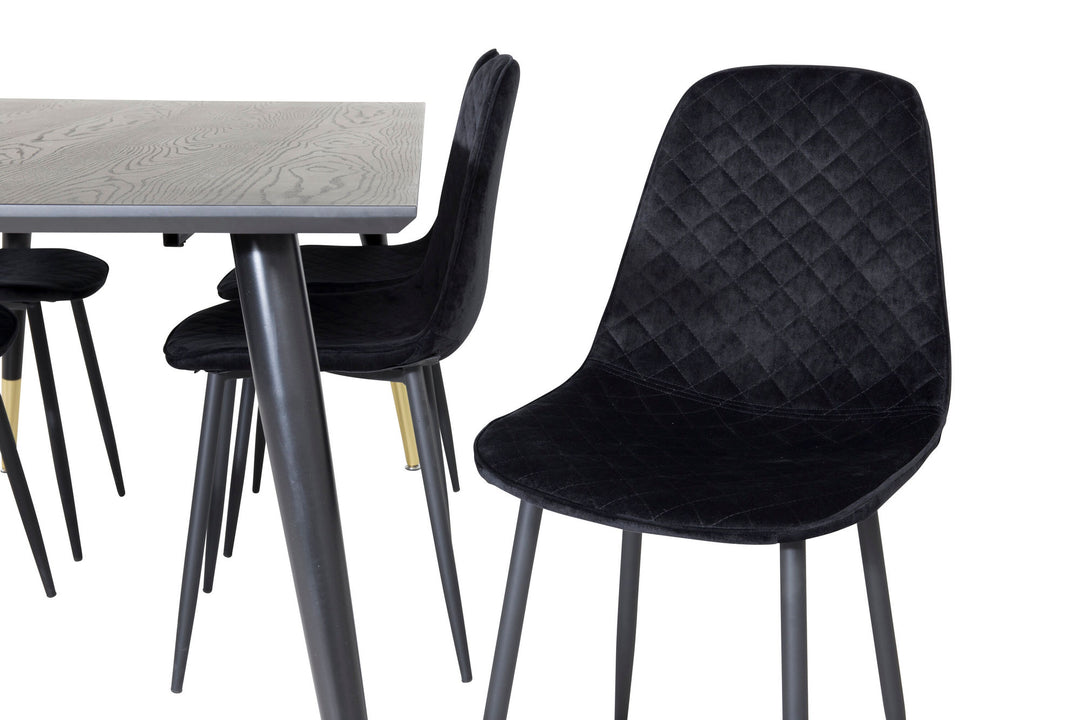 Venture Home Dipp Dining Table - 180*90cm - Black / Black Brass+Polar Diamond Dining Chair - Black Legs - Black Velvet_6