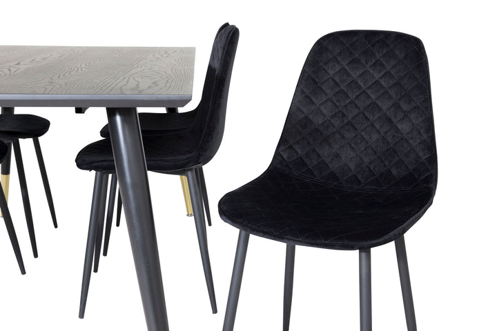 Venture Home Dipp Dining Table - 180*90cm - Black / Black Brass+Polar Diamond Dining Chair - Black Legs - Black Velvet_6