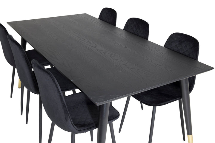 Venture Home Dipp Dining Table - 180*90cm - Black / Black Brass+Polar Diamond Dining Chair - Black Legs - Black Velvet_6
