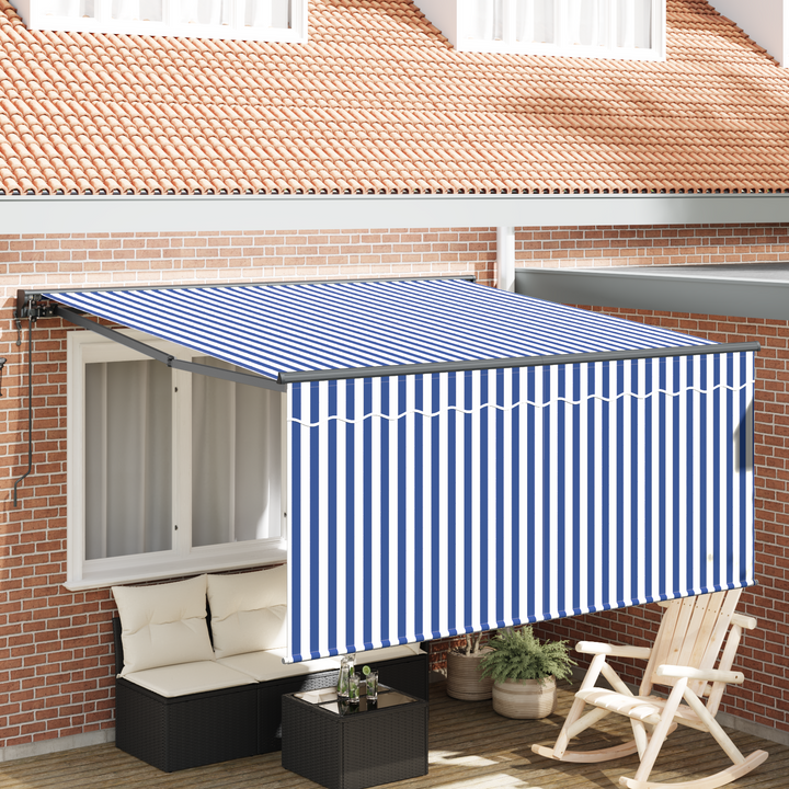 Utrækkelig Markise Blå og Hvid 350 x 250 cm