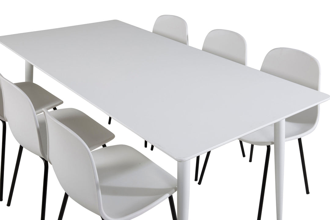 Venture Home Polar Dining table 180 cm - White top / White Legs+Arctic Dining Chair - Black Legs - White Plastic_6