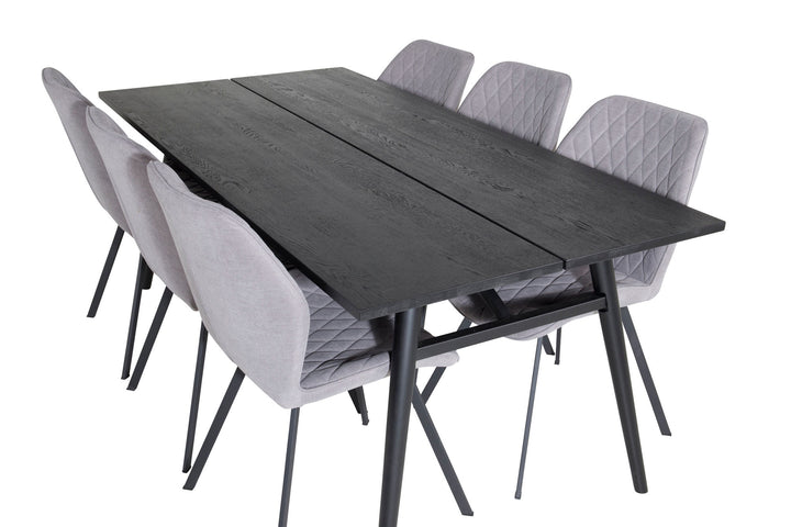 Venture Home Sleek Extentiontable Black Brushed - 195*95+Gemma Dining Chair - Black Legs - Grey Fabric_6