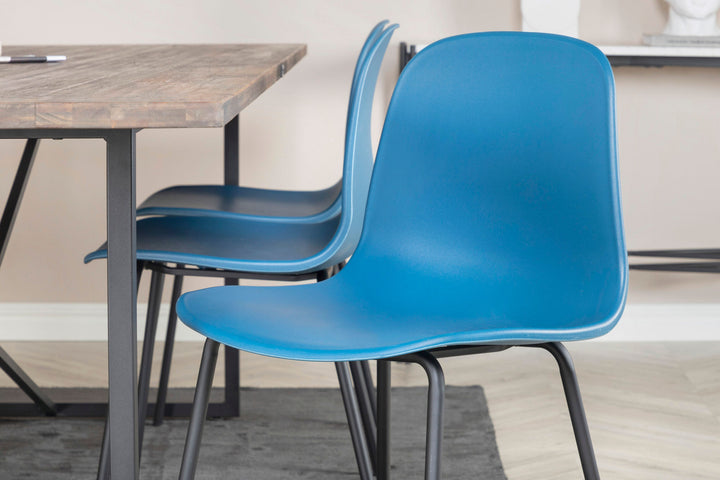 Venture Home Padang Dining Table - 250*100*H76 - Dark Teak / Black+Arctic Dining Chair - Black Legs - Blue Plastic_6