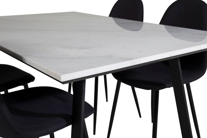 Venture Home Estelle Dining Table 140*90 - White / Black+Polar Dining Chair - Black Legs - Black Fabric_4