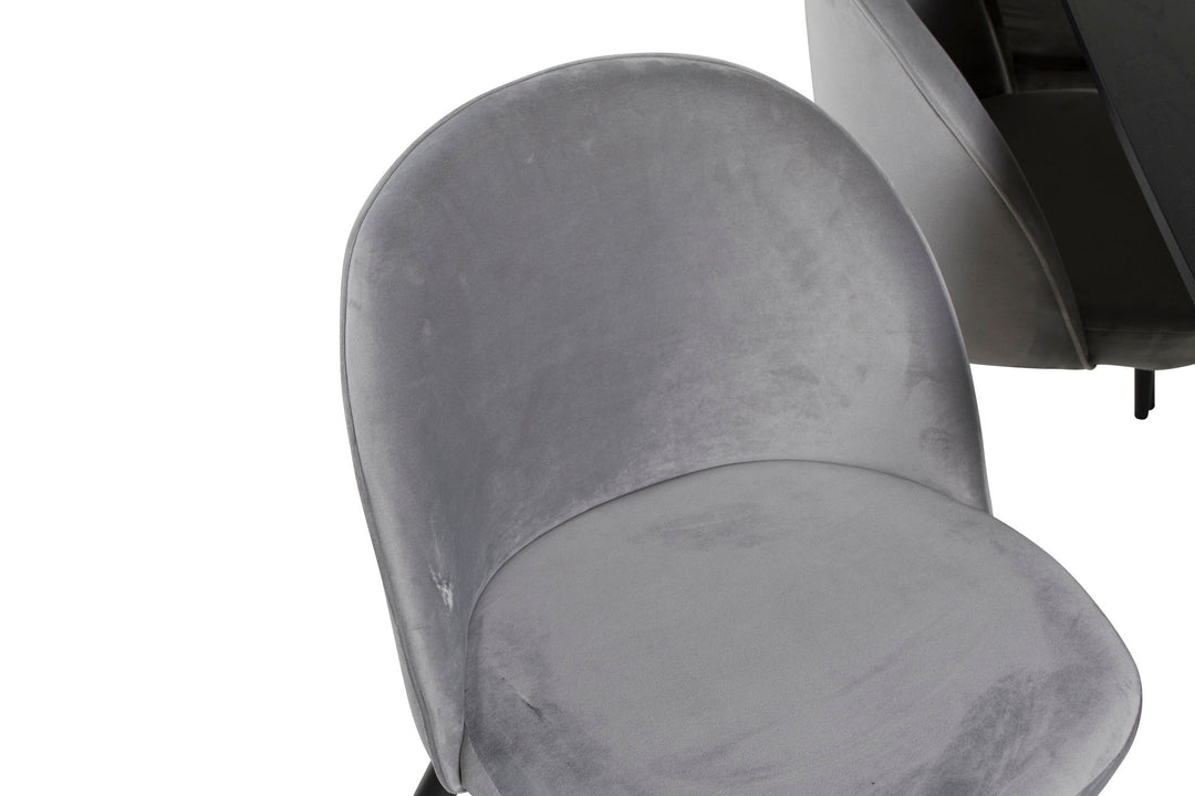 Venture Home Gold Extention table - 180/220*85*H76 Black Veneer - Black legs - Brass details+Velvet Dining Chair - Light Grey / Black_6