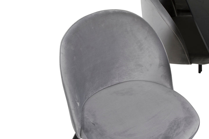 Venture Home Gold Extention table - 180/220*85*H76 Black Veneer - Black legs - Brass details+Velvet Dining Chair - Light Grey / Black_6