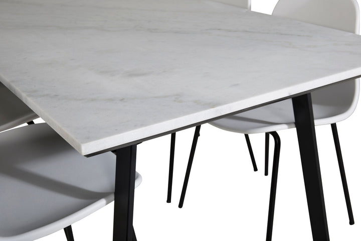 Venture Home Estelle Dining Table 140*90 - White / Black+Arctic Dining Chair - Black Legs - White Plastic_4