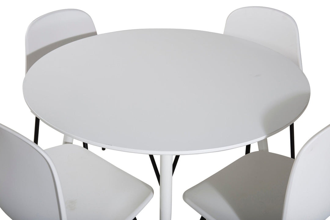 Venture Home Plaza Round Table 100 cm - White top / White Legs+Arctic Dining Chair - Black Legs - White Plastic_4