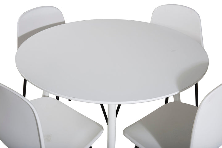 Venture Home Plaza Round Table 100 cm - White top / White Legs+Arctic Dining Chair - Black Legs - White Plastic_4