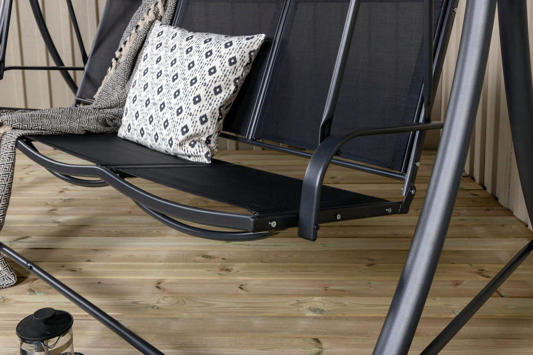 Venture Home Madras 3-seater swing - black frame/black textilene