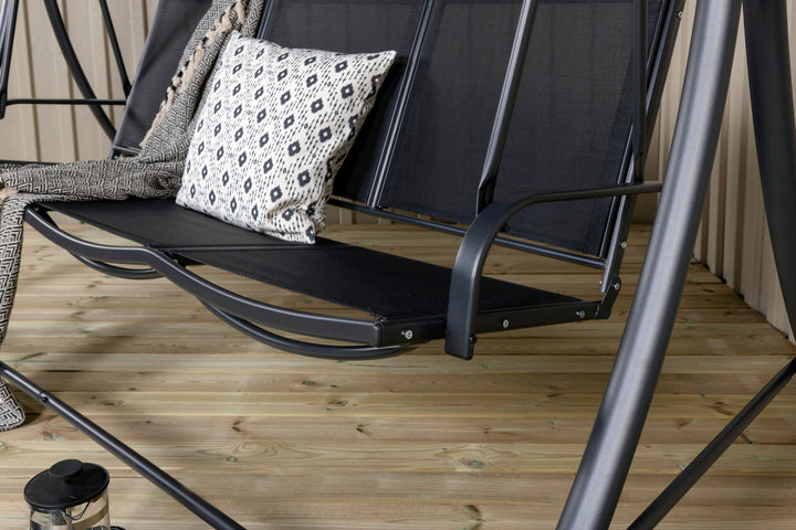 Venture Home Madras 3-seater swing - black frame/black textilene