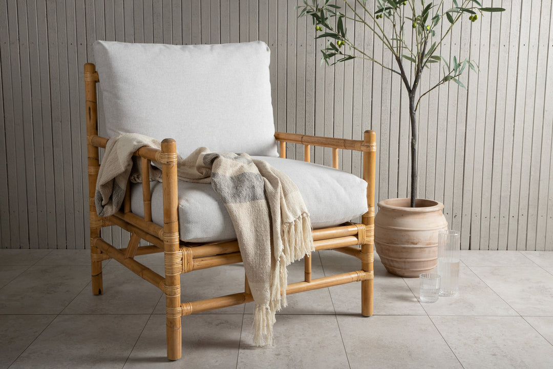 Venture Home Cane 1-seat sofa - Bamboo / Grey Cushion