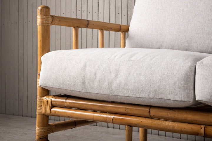 Venture Home Cane 3-seat sofa - Bamboo / Grey Cushion