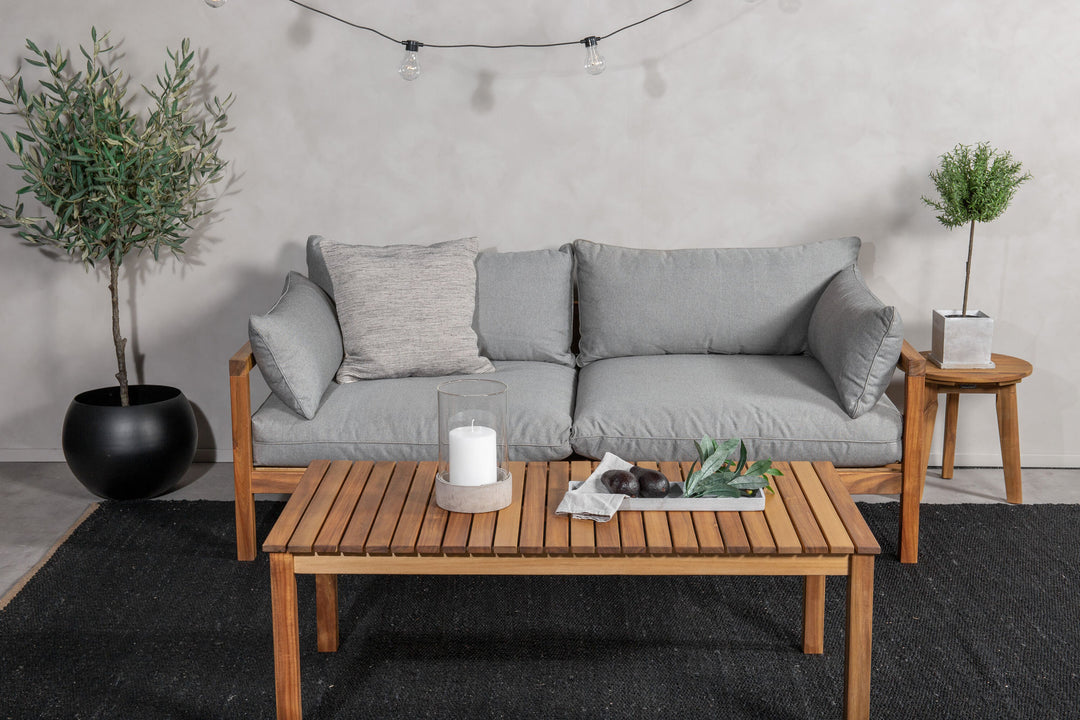 Venture Home Marion Double Sofa Bench - Grey Fabric / Acacia