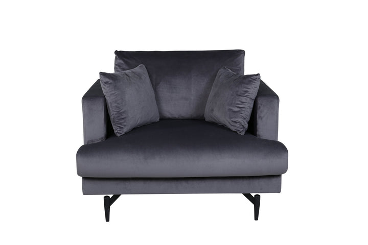 Venture Home Sofia Single Sofa - Black / Dark Grey Velvet